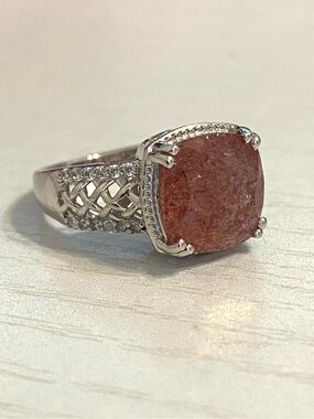 D’Joy Sterling Silver Strawberry Quartz Ring Size 7